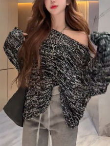 QINGNAER | Loose Vintage O-neck Long Sleeve Knitwear