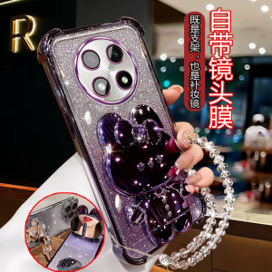 Oppo A2 pro Fashionable Cute Womens Phone Case with Compact Mirror Anti-Fall Quad Corner Airbag Flash Powder Soft Shell with Lens Film