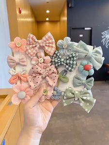 8 Pcs Kids Flower Bow Hair Clip Set Cute Sweet Color Hairpin Accessories