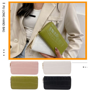 MOJOYCE Túi Đựng Thẻ Họa Tiết Cá Sấu PU Thời Trang Cho Nữ Ví Dài Ví Cầm Tay Buổi Tối