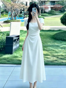SUHUIQIAN | High Waist Beautiful Texture White Dress New for Summer