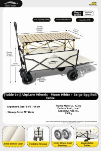 baomafanxi | Foldable Camping Cart With Table Board Dual Brake High Capacity Portable