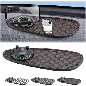 Multi-functional Car Dashboard Organizer Anti-Slip Phone Holder with 360° Rotation Parking Number Pad Car Storage Accessories