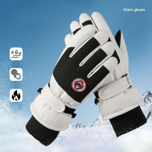 HUIESON ถุงมือเล่นสกีสำหรับผู้ชายและผู้หญิงอบอุ่นและผ้ากำมะหยี่หนาสำหรับการปั่นจักรยานกลางแจ้งเย็นและกันน้ำหน้าจอสัมผัสป้องกันไถลและเสียหาย