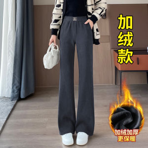 กางเกงขายาวผู้หญิงเอวสูงทรงหลวมคอร์ดูรอยหนาฤดูใบไม้ร่วงและฤดูหนาว 2024 กางเกงขายาวผู้หญิงผ้าคอร์ดูรอยหนา