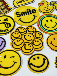 Mặt Cười Màu Vàng Hoạt Hình Miếng Dán Vải Trang Trí Quần Áo Thời Trang Thêu Miếng Dán Miếng Dán Nhỏ Miếng Dán Miếng Dán Lỗ Sửa Chữa