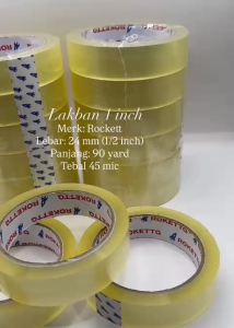 Lakban 1 inch Rockett 24 mm x 90 yard 45 micron / Lakban Premium Lakban 1 inch
