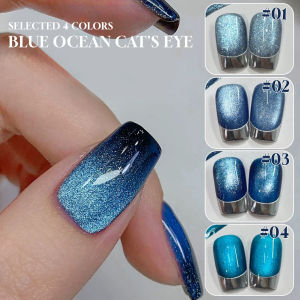 MIANEL 12ML 1-4pcs Blue Sea Cat Eye Gel Nail Polish 2025 New Flashing Night Star River White Nails Blue Nails Nail Art Use
