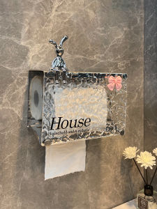 Bathroom Wall-Mounted Tissue Box Toilet Paper Holder Waterproof No-Drilling Bathroom Storage Organizer Nordic Style Design