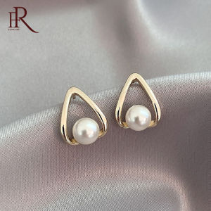 Frascati New Simple Hollowed-out Pearl Stud Earrings Elegant Accessories For Korean Fashion Jewelry Women‘s Party Earrings