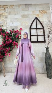 Mizna Gamis Silk Gradasi Ombre Mix Tille Dotti By Glamz Dress Wanita Kondangan Brokat Terbaru
