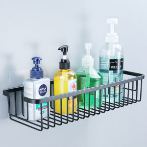 Bathroom Alumimum Wall-Mounted Storage Rack Bathroom Punch-Free Wash Supplies Storage Shelf Shower Gel Mesh Basket
