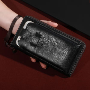 Mens Soft PU Leather Long Wallet Multi card Card Holder Cash Purse Clutch Bag Ultra thin Wallet Money Clip with mobile wallet