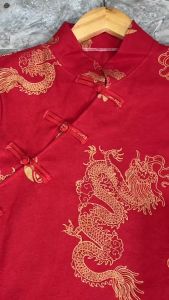 🧧🧧🎏ตรุษจีน2024🎏🧧🧧  ชุดกี่เพ้า ชุดตรุษจีน ใส่ทำงานได้ น่ารักเรียบร้อย กี่เพ้า ตรุษจีน ชุดสีแดง