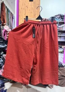 Celana Kulot Crinkle Pendek 7/8 Jumbo Tali Pinggang Serut