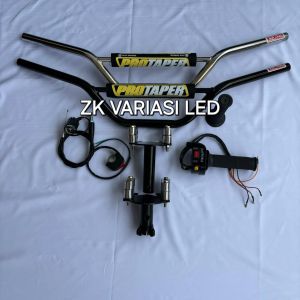 STANG STIR TRAIL HITAM/CHROME ADAPTOR GAS SPONTAN 2 TOMBOL LAMPU SOROT FREE SAKLAR ON OFF UNIVERSAL