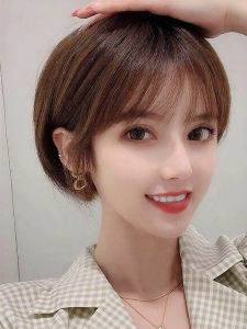 MENGSIQIAN | Natural Bob Short Real Hair Wig Suitable for Round Faces Full Head Style