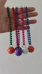 สร้อยคอแมว สร้อยคอหมา ปลอกคอ โซ่ไข่ปลา เคลือบสีสดๆ ขนาดรอบคอ 6-16 นิ้ว กระพรวน ฮัลโลวีน (SKU 0002)