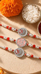 Aheli Ohm Radhe Radhe Thread Rakhi for Brother Bhaiya Pack of 3 | Rakhi Set | Kids Rakhi | Rakhi for Kids