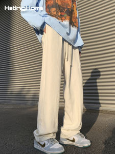 HetingHOME | Hetinghome Casual Loose Sport Pants For Couples High Street Style Autumn Trendy Brand Youthful Vitality Polyester Fiber Straight Leg