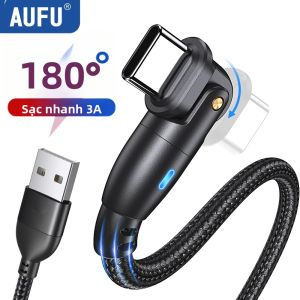 Cáp USB Type C AUFU 180 °   Cáp Dữ Liệu Sạc Nhanh 3A Có Thể Xoay Được Dành Cho Điện Thoại Di Động Samsung Xiaomi Redmi Với Thiết Kế Khuỷu Tay Bện