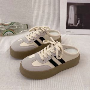 IELGY silver half slippers women wear high platform lazy mullers