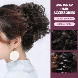 IVY Fashion Wig Short Curly Hair Donut Chignon Curls with Elastic Band Synthetic Scrunchies Messy Hair Bun Updo Hair Extensions for Women Natural Fluffy Wig Wrap