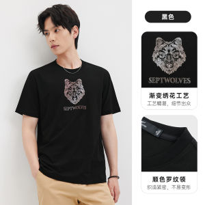 เสื้อยืดคอกลมแขนสั้นผู้ชาย ทรงหลวม ระบายอากาศได้ดี ปักลายสัตว์ แฟชั่นฤดูร้อน 2025 ของใหม่ เสื้อยืดคอกลมลายสัตว์ ทรงหลวม