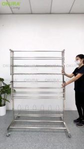OKURA Stainless Steel Clothes Rack Cloth Shoe Drying Rack Foldable Mobility Clothing Shoe Hanger / Rak Penyidai Baju Ampaian Baju Kasut