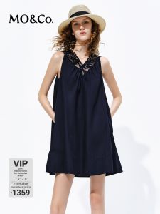 MO&Co. | High Quality Long Staple Cotton Cocoon A-Line Embroidered Dress
