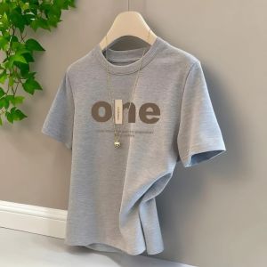 V.C.I | Grey Cotton Short Sleeve T-Shirt Letter Print