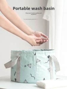 Portable Folding Basin Outdoor Travel Supplies Foot Bath Bag Camping Laundry Bucket Face Washing Water Bucket for Hiking