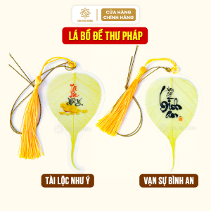 Lá bồ đề thư pháp bình an may mắn tài lộc phong thủy Sơn Mộc Hương