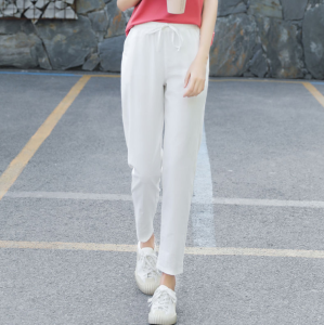 Quần Âu Nữ Mùa Xuân Phong Cách Mới Cây Gai Dầu Cotton Pha Slim Fit Phiên Bản Hàn Quốc Nhẹ Đến Mắt Cá Chân-chiều Dài Quần