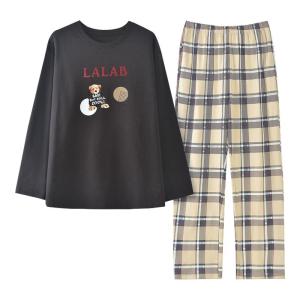 Bộ đồ ngủ nữ MiiOW Cat Person vải cotton dài tay quần dài mặc ở nhà - mùa thu