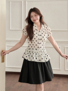 JULULOOK | Áo Sơ Mi Họa Tiết Chấm Bi Tay Bồng Eo Đẹp Cho Nữ Có Vóc Dáng To