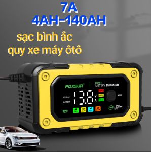 sạc ắc quy xe máy ôtô 7A-12V-4AH-140AH sạc cho pin LiFeP04 tự ngắt sạc khử sunfap hàng chính hãng