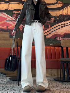 Loose Wide Leg Denim Jeans Womens High Waist Slimming Floor-Length Straight Cut Pants Spring New Style Korean Style