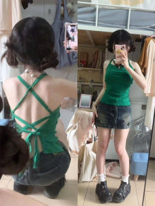 Áo Vest Hở Lưng Dây Đeo Ngực Nhỏ Cho Nữ Mùa Hè Gợi Cảm Pure Desire Áo Ngắn Bên Trong Áo Khoác Ngoài Áo Vest Hở Lưng