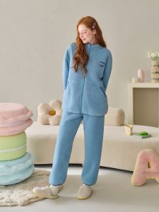 FENTENG | Warm Fluffy Womens Coralfleece Pajama Set