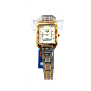Q&Q C76A-003PY* Womens Two-Tone Rectangular Stainless Steel Watch
