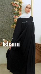 ISHAMI 26 DRESS MUSLIM ETHICA KEKINIAN BLACK COCOK UNTUK OUTFIT LEBARAN HAJI/UMROH TERBARU 2025