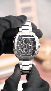 Jam Tangan Pria Expedition Chronograph EXP EX 6782 MCBSSBASL Black Dial Silver Stainless Steel Strap