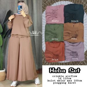 Heba set setelan Cringkle Wanita terbaru Kekinian best seller bahan Cringkle airflow adem nyaman melar