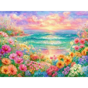 500/1000/1200/2000PCS Jigsaw Puzzle Coastal Flowers Blooming By The Ocean For Adults Perfect Gift For Nature Lovers