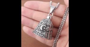 Punk Stainless Steel Motorcycle Bell Pendant Necklaces for Men Vintage Biker Lucky Amulet Guardian Bell Keyring Jewelry Gifts