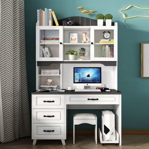 Simple Modern Home Computer Desk with Bookshelf Integrated Study Table for Primary School Students Small Apartment Size