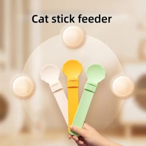 New Mud Treat Dispense Spoon For Cats Pet Supplies Cat Strip Feeder Spoon Long Handle Cat Food Strip Squeezer Pet Meat