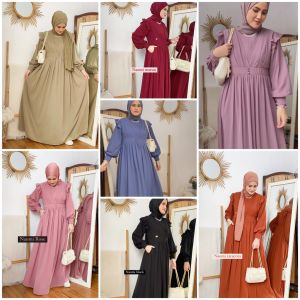 NDFashion Baju Gamis Dress Wanita Muslim Naomi Dress Bahan Crinkle Terbaru 2024 / Gamis Crinkle Premium Terbaru 2024 / Gamis Cringkle Premium Terbaru 2022 / Dress Wanita Terbaru 2022 Kekinian / Dress Cringkle Premium / Dress Crinkle Terbaru 2022