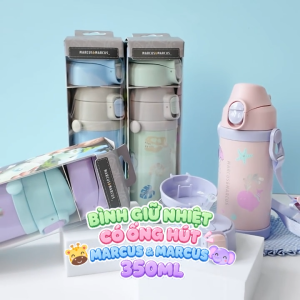 Bình Nước Giữ Nhiệt Có Ống Hút Và Vòi Uống Marcus & Marcus - Dung Tích 350ml
